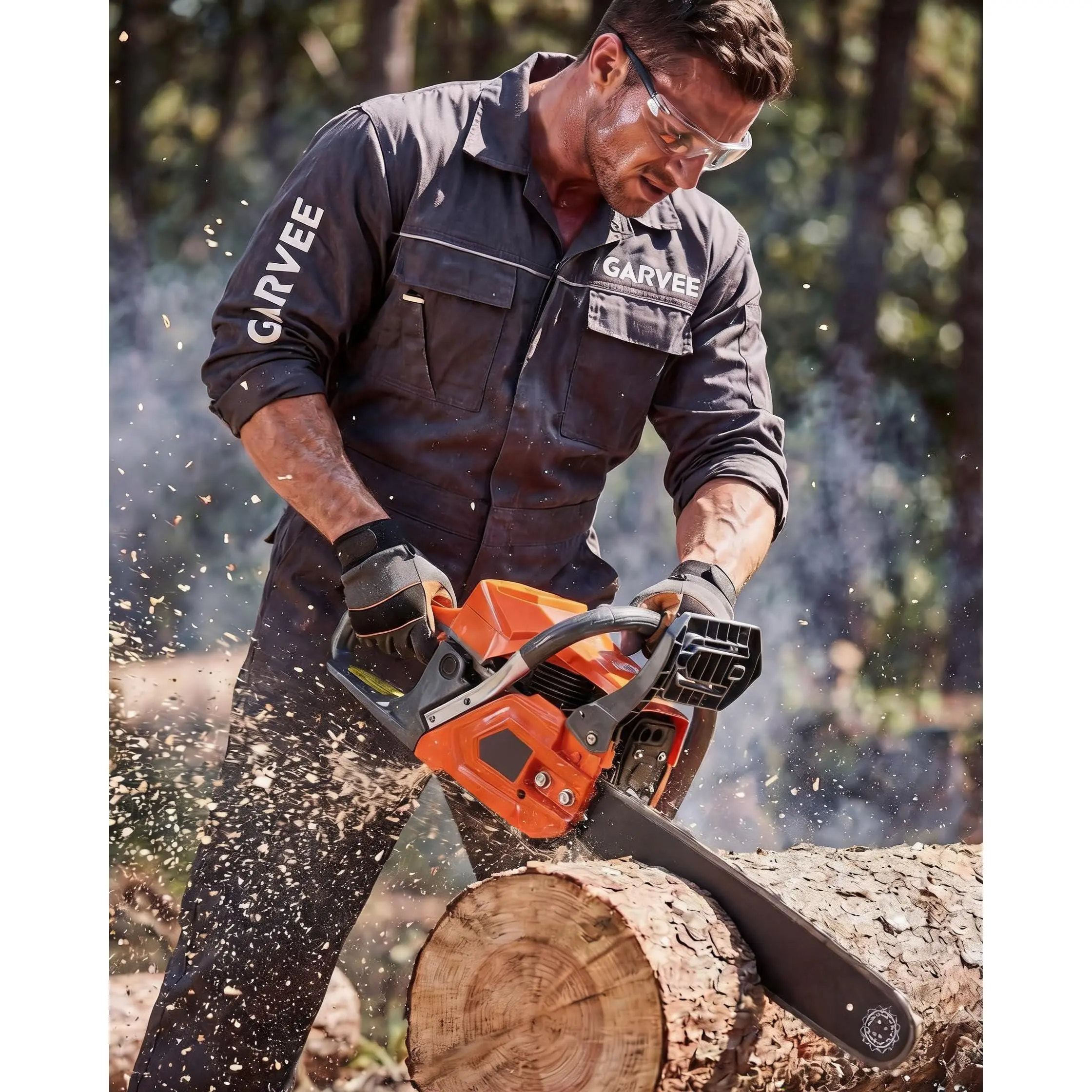 GARVEE 20 Inch 58cc Gas Powered Chainsaw, 2-Stroke Engine Wood Cutting Chainsaw with Tool Kit, 2.4kW Power, Ergonomic Non-Slip Handle & Dual Fuel Tanks