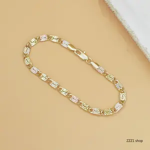 Unisex Fashion Sports Wristband Chain, Stylish Color-Blocked Square Link Design, Punk-Hip-Hop Style, All Seasons Versatile for Daily Wear-Gifting