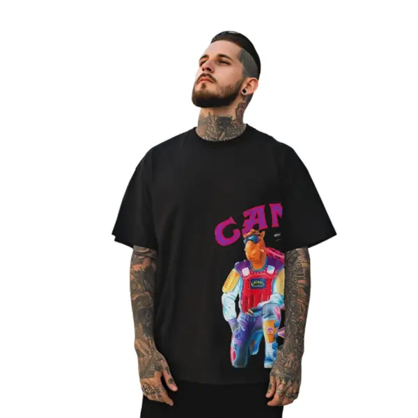 Women's Short-Sleeve Cotton Fabric Casual T-Shirt, Camel Vintage 1993 Super Cross Design