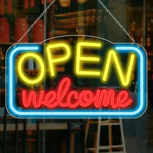 High Bright Business Open Sign Neon Light, Adjustable Brightness, High Visibility LED Neon Light, USB Powered, Wall Mountable