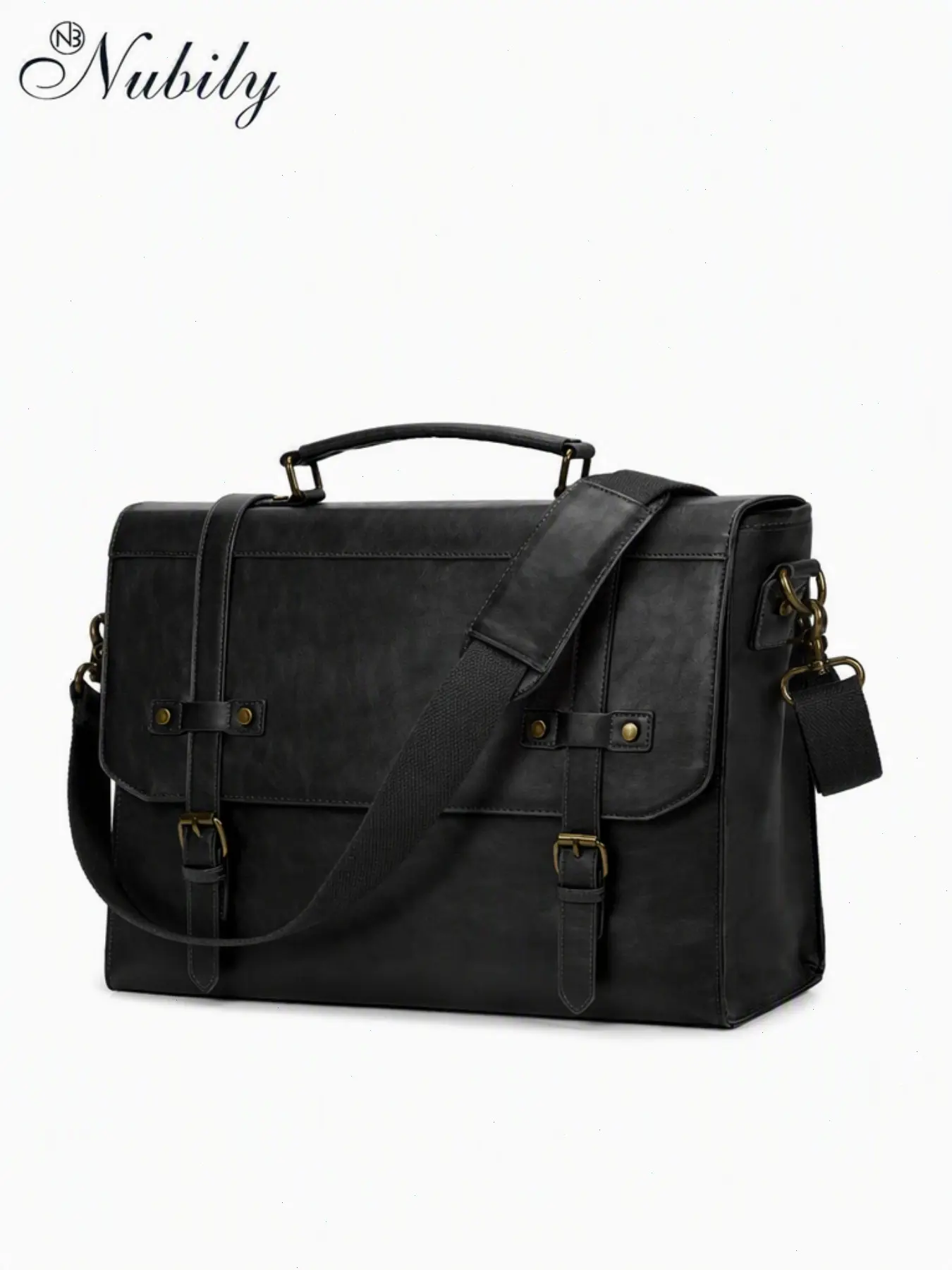 Mens Messenger Bag 17 Inch Waterproof Vintage Leather Laptop Bag, Large Laptop Briefcase Satchel Bag, Computer Shoulder Bag for Office Business Travel College