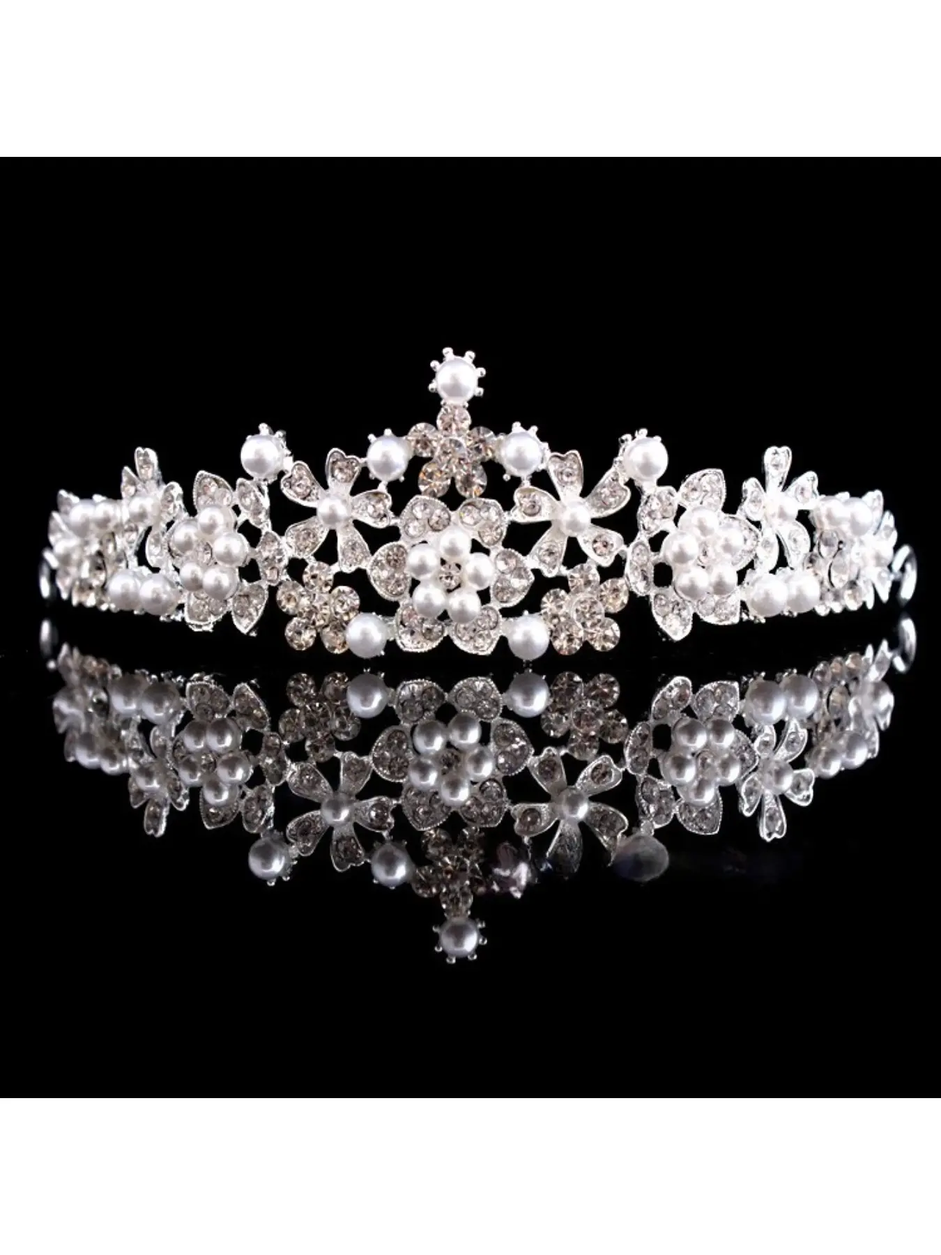 Bridal crown wedding rhinestone pearl crown hair comb