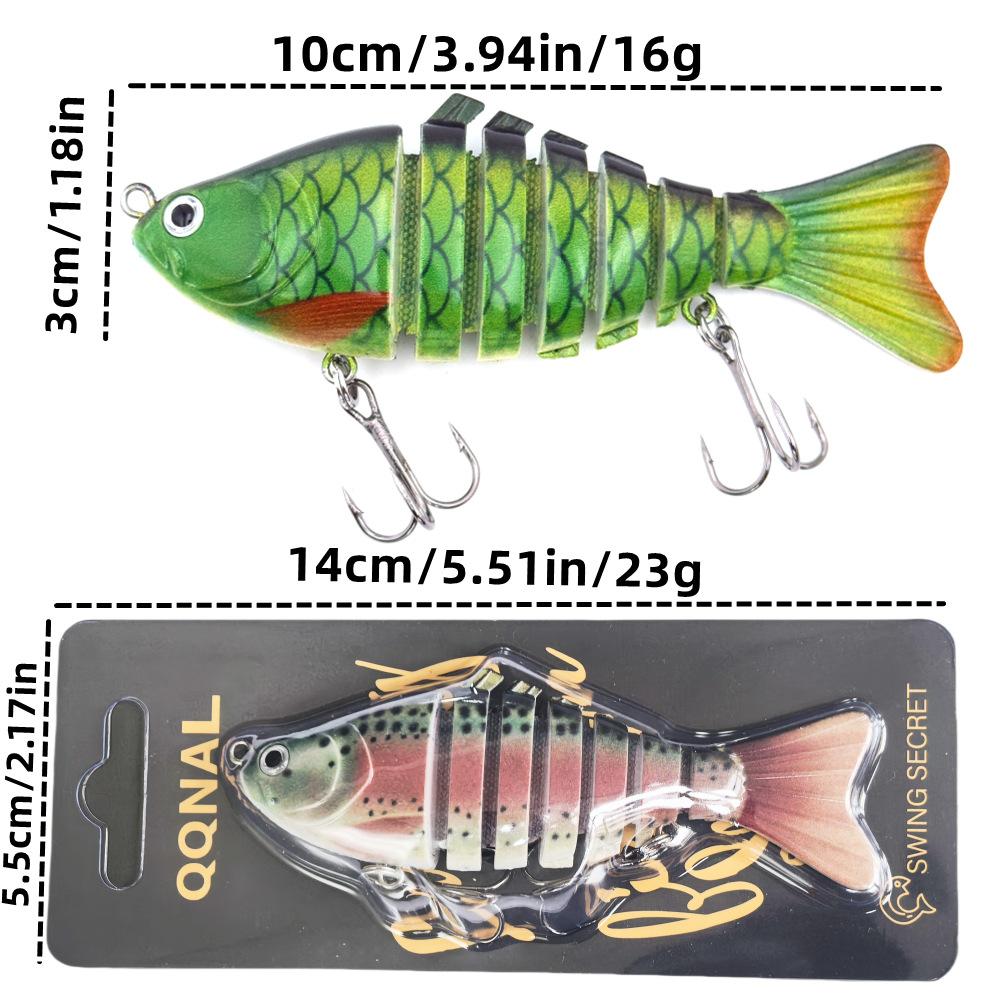 16g Multi-Jointed Fishing Lures Realistic Hard Swimbaits Sharp Treble Hooks Sinking Action for Freshwater Saltwater Bass Walleye Crappie Outdoor Angling Fishing Tackle Accessories