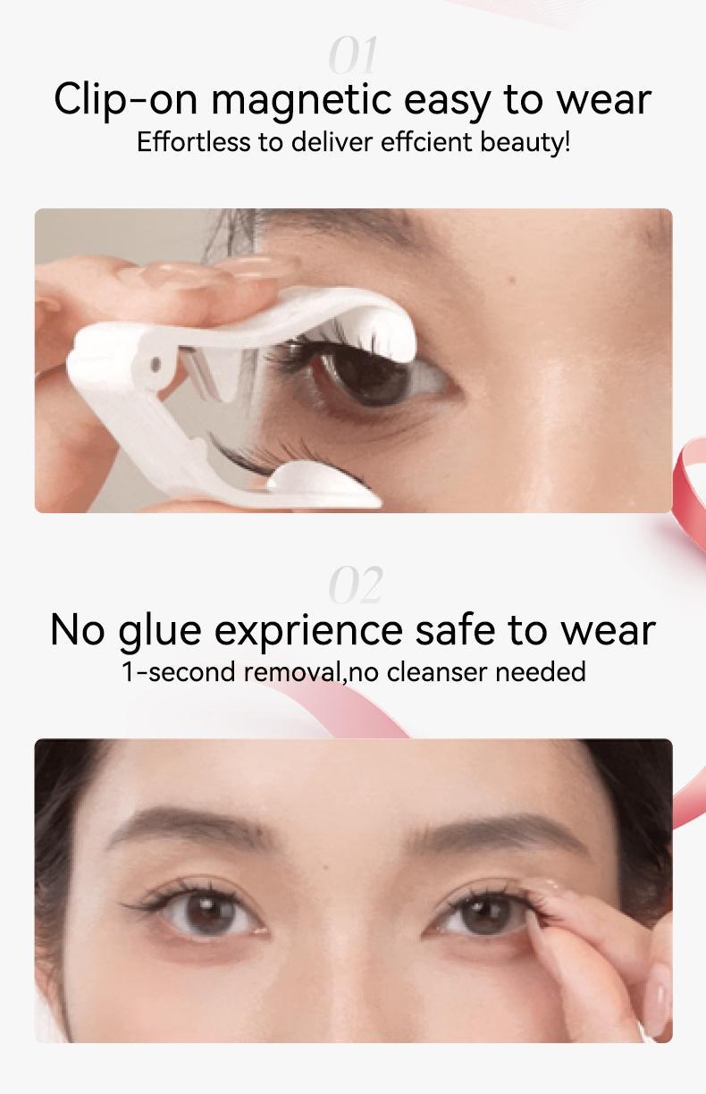 Wosado Soft Magnetic Extended-Band Eyelashes Set with All-in-One Applicator Kit, Reusable, No Glue, Waterproof Lashes, Makeup Lash Extensions Cosmetic