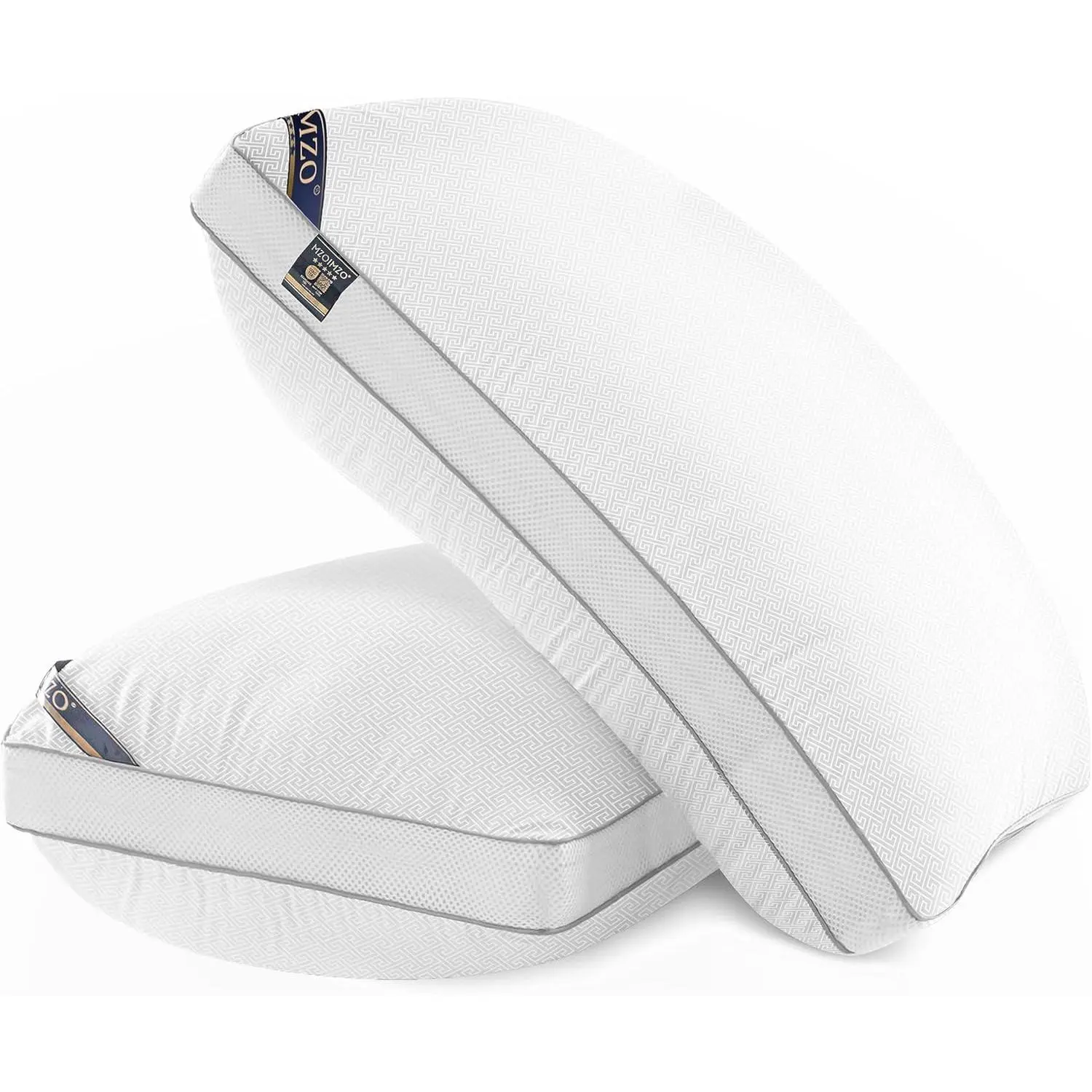 Luxury Comfy Bed Pillows for Sleeping- Firm Standard Size Set of 2, Gusseted Cooling Side Mesh with Down Alternative Filling for Back, Stomach or Side Sleepers