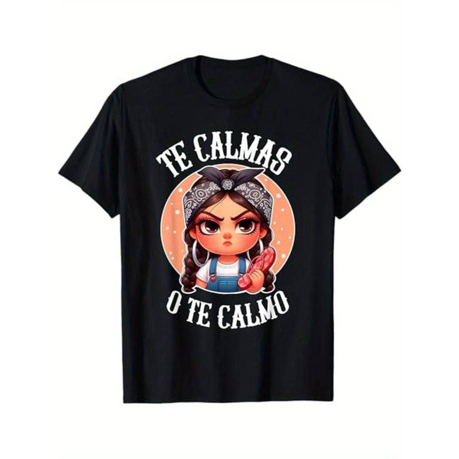Summer t Shirts Women's Funny Mexican Spanish Mom "Calm Or I Will Calm You" Graphic T-Shirt