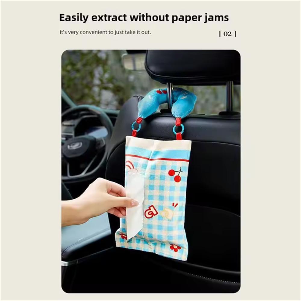 Car mounted paper box cover, home tissue storage, hanging bag, hanging creative cartoon decoration tissue cover, can be carried