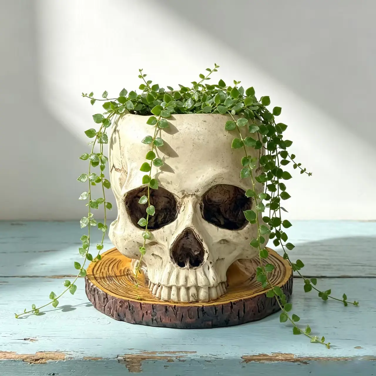 Unique Skull-Shaped Planter, Gothic Style Desktop Plant Pot, Halloween Creative Decoration Ornament, Trendy Home Decor Item, Flower Pot