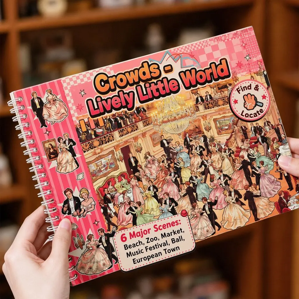3D Micro Scene Stickers Book, Stress Relief Sleep Aid, Crowds - Lively Little World Version 2.0，DIY Craft Material, Suitable for Kids Teens Adults, Fun Stickers