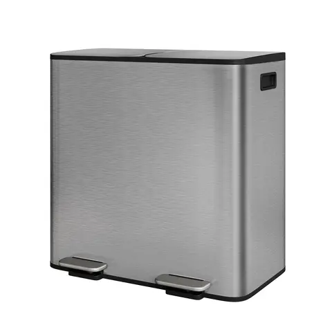 GARVEE Stainless Steel Dual-Compartment Pedal-Operated Kitchen Trash Can ,30L/40L 2 Removable Buckets for Waste Separation & Recycling - Soft-Close Lids- Ideal for Home Use Under Kitchen Counter Bins