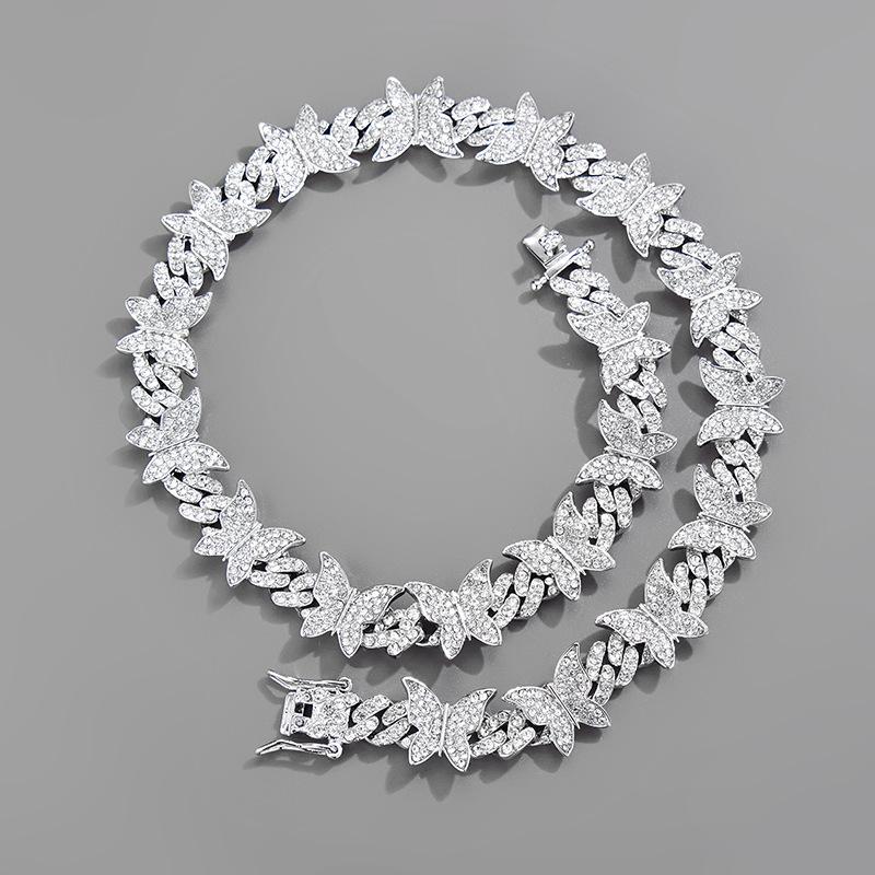 Butterfly Diamond Cuban Chain Fashionable Luxury Necklace Sweater