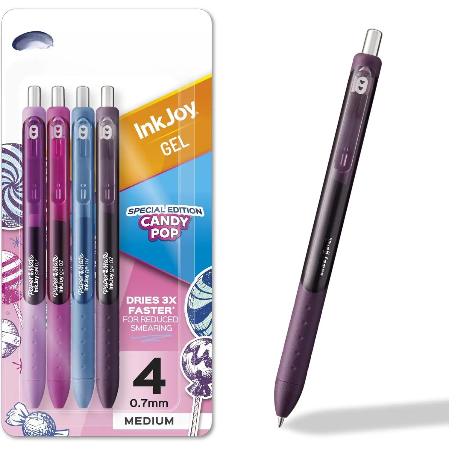InkJoy Gel Pens, Candy Pop Special Edition, Medium Point (0.7mm), Retractable,  Colors, 4 Count - Fun Office Supplies, Writing, Journaling