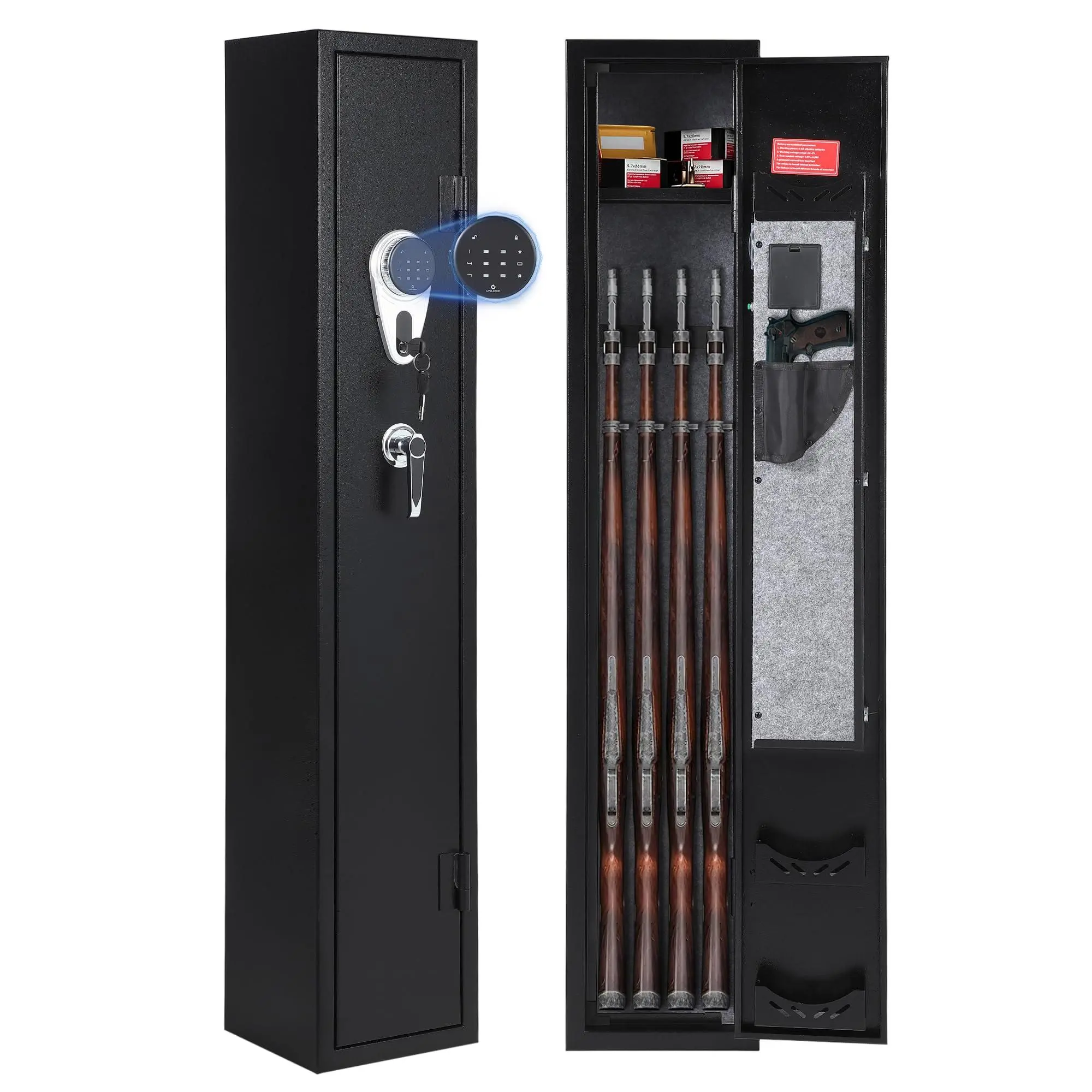 Garvee 3-4 Gun Safes for Rifles and Pistols, Quick Access Rifle Safe Gun Cabinet with Removable Shelf, Pistol Lock Box, and Keypad, for Home Office