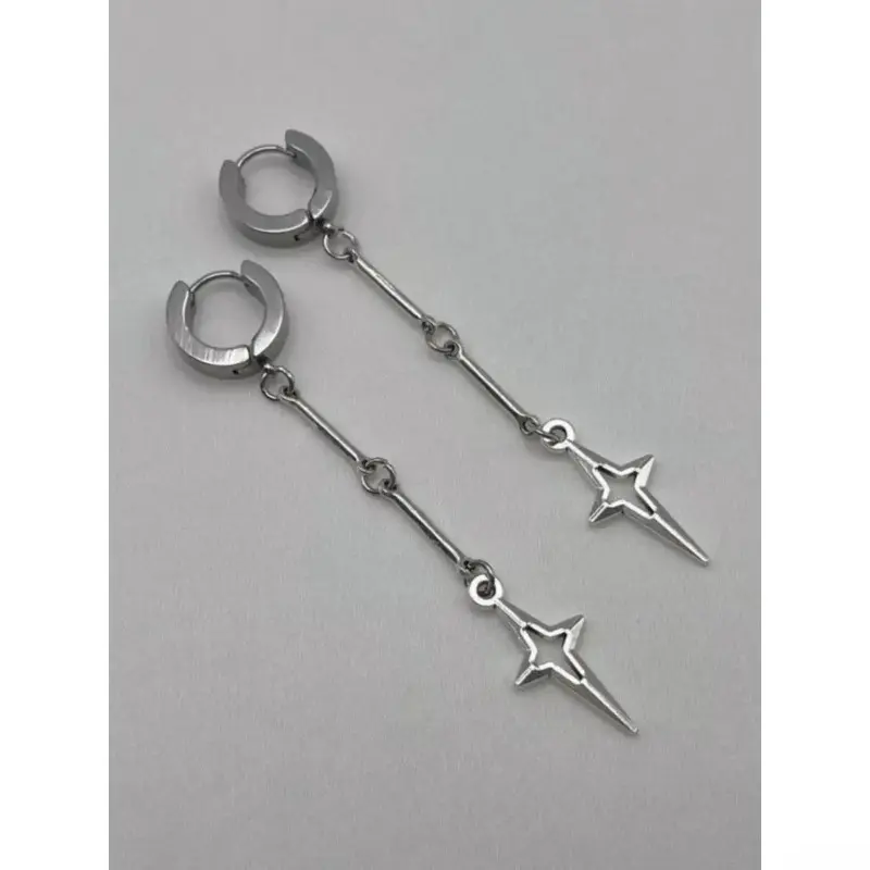 Stainless Steel Bag Charm with a Hollow-Out Star Shape, Lightweight Unisex Punk Statement Accessory for Daily Wear & Party, Dangle Earrings, Punk Aesthetic, Comfortable, Durable, Metal, Long-Lasting Shine