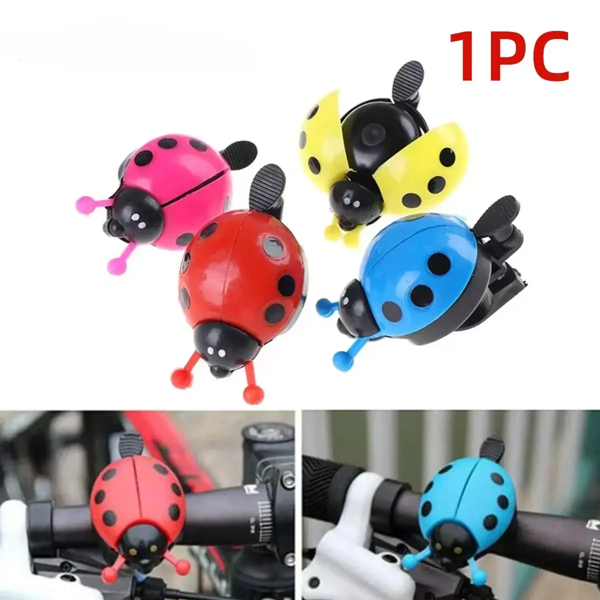 1PC Ladybug Bicycle Bell Handle Alarm Bell, Durable Aluminum Alloy PP Material Bicycle Horn Riding Accessories