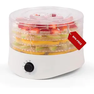 Commercial Chef Food Dehydrator, Five 9.25" BPA-Free Plastic Trays, Dehydrates and Dries Meat, Fruit, Veggies and Jerky, 280W Dehydration Machine, Adjustable Thermostat,  White