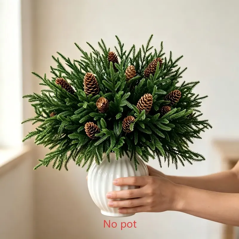 58pcs Artificial Christmas Greenery Set, Realistic Pine Branches & Cones, Holiday Decor for Vases, Fireplaces, Doors, Tables, DIY Wreaths