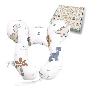 Toddler Travel Comfort Pillow for Car Seat & Stroller Baby Reversible U-Shaped Seat Accessory Cartoon Dinosaur