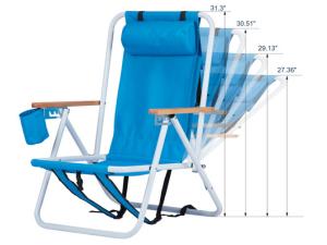 Outvita 2PCS Folding Beach Chair Adjustable Headrest w/4 Flexible Tilt Angle, Cup Holder Portable High Strength Cleanable Fabric, for Sand Camping Lawn Concert Travel Festival