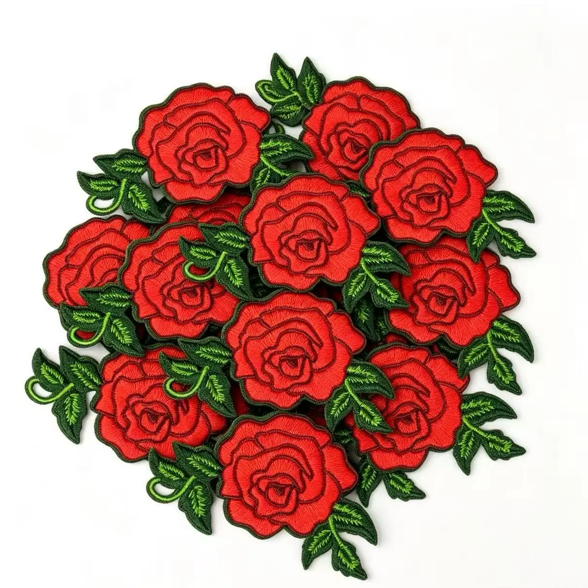 10 Pcs Rose Pattern Heat-On Fabric Patches - Secure Iron-On Durable Embroidery & Sets, DIY Heart Patches for Sewing, Clothing Decor, Jackets/Hats, Backpacks, Jeans