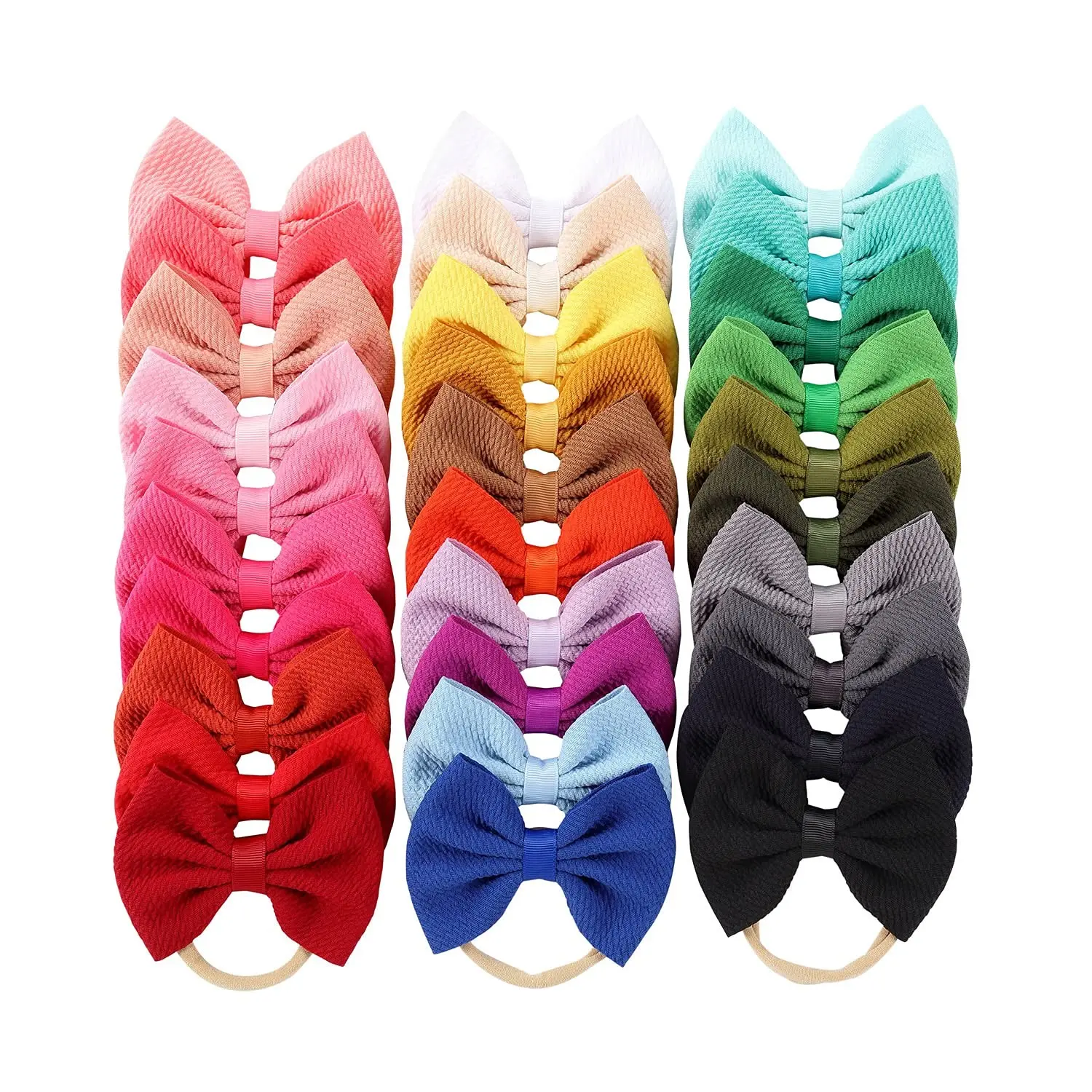 30 Pack Super Stretchy Nylon Hair Bands with Solid Bows for Baby Girls, Infants, Toddlers, Kids & TeensGift