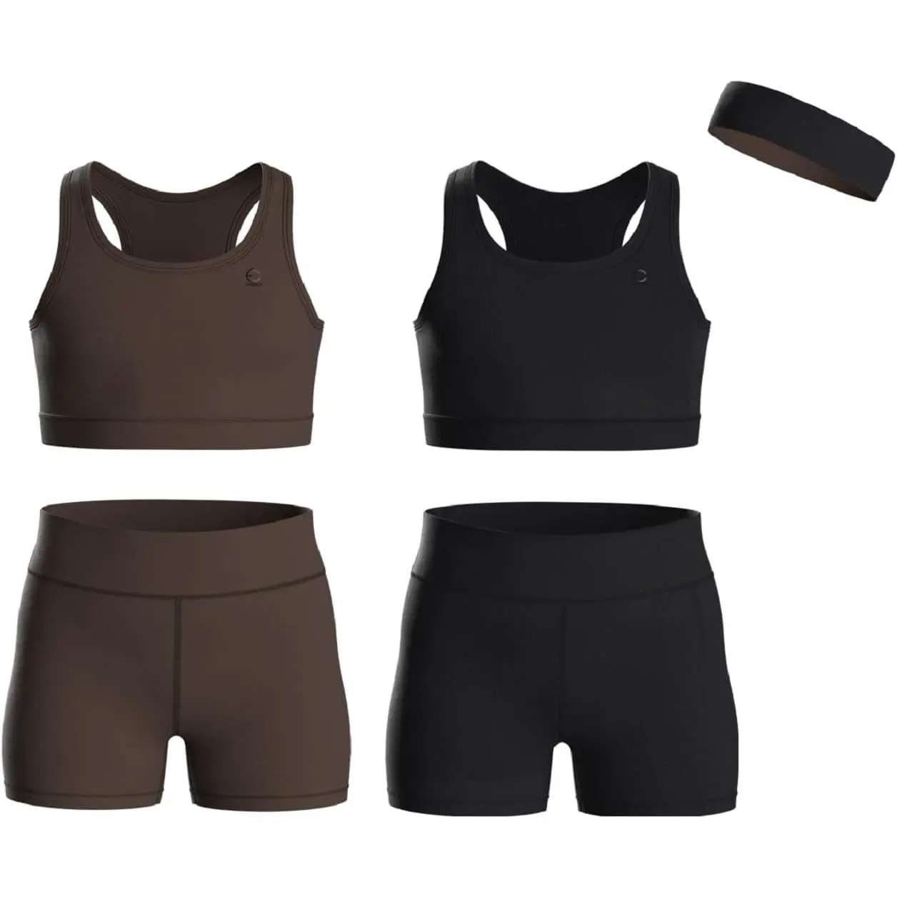 Girls Clothing Athletic Sets Sleeveless Crop Tank Tops & Bike Shorts Cheer, Gymnastics, Volleyball Size 3-16 (5 Pcs)