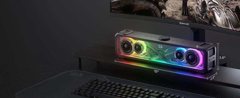 Redragon GS817 RGB Desktop Audio Soundbar, 2.0 Channel Stereo Speakers for Desktop w/Massive 30W Max Power, Touch-Control, Bluetooth 5.3 & 3.5mm AUX Inputs, Black Audio Smartphone Redragon GS817 RGB Desktop Audio Soundbar, 2.0 Channel Stereo Speakers for Desktop w/Massive 30W Max Power, Touch-Control, Bluetooth 5.3 & 3.5mm AUX Inputs, Black Audio Smartphone