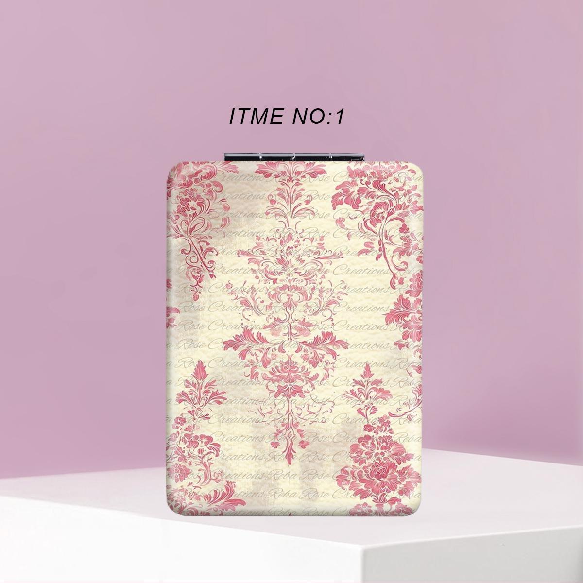 Y2K Wind Flower Pattern Portable Easy to Fold, Rectangular Mirror, Mini Handheld Cosmetic Mirror, Suitable for all kinds of festivals, New Year's Mother, Thanksgiving, Valentine's Day souvenirs, send to family, sisters, relatives and friends