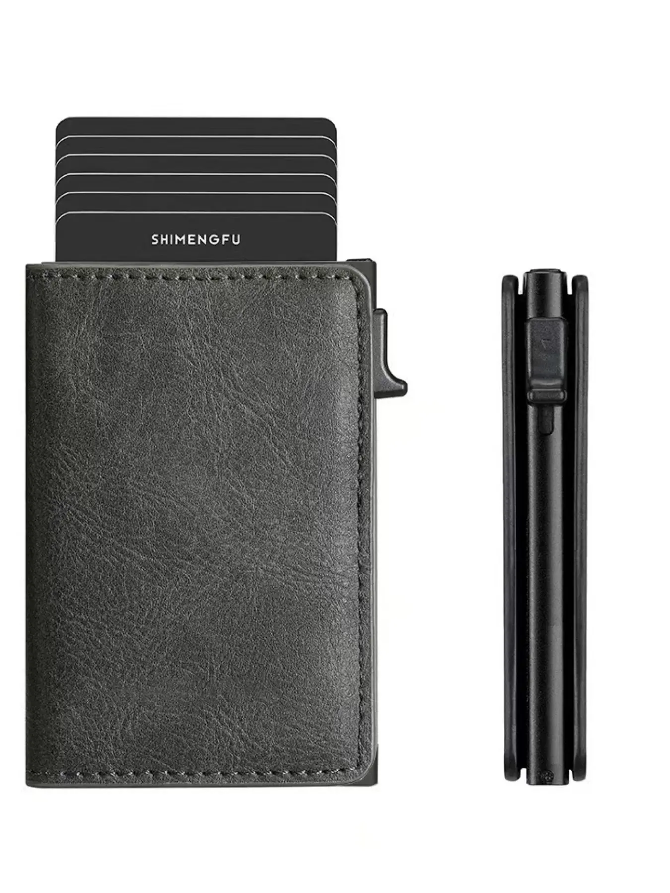 Anti-Theft Men's Wallet, European Style Aluminum Alloy Card Holder, Leather Cover, Pu Card Holder, Secure and Convenient, Best Choice for Men