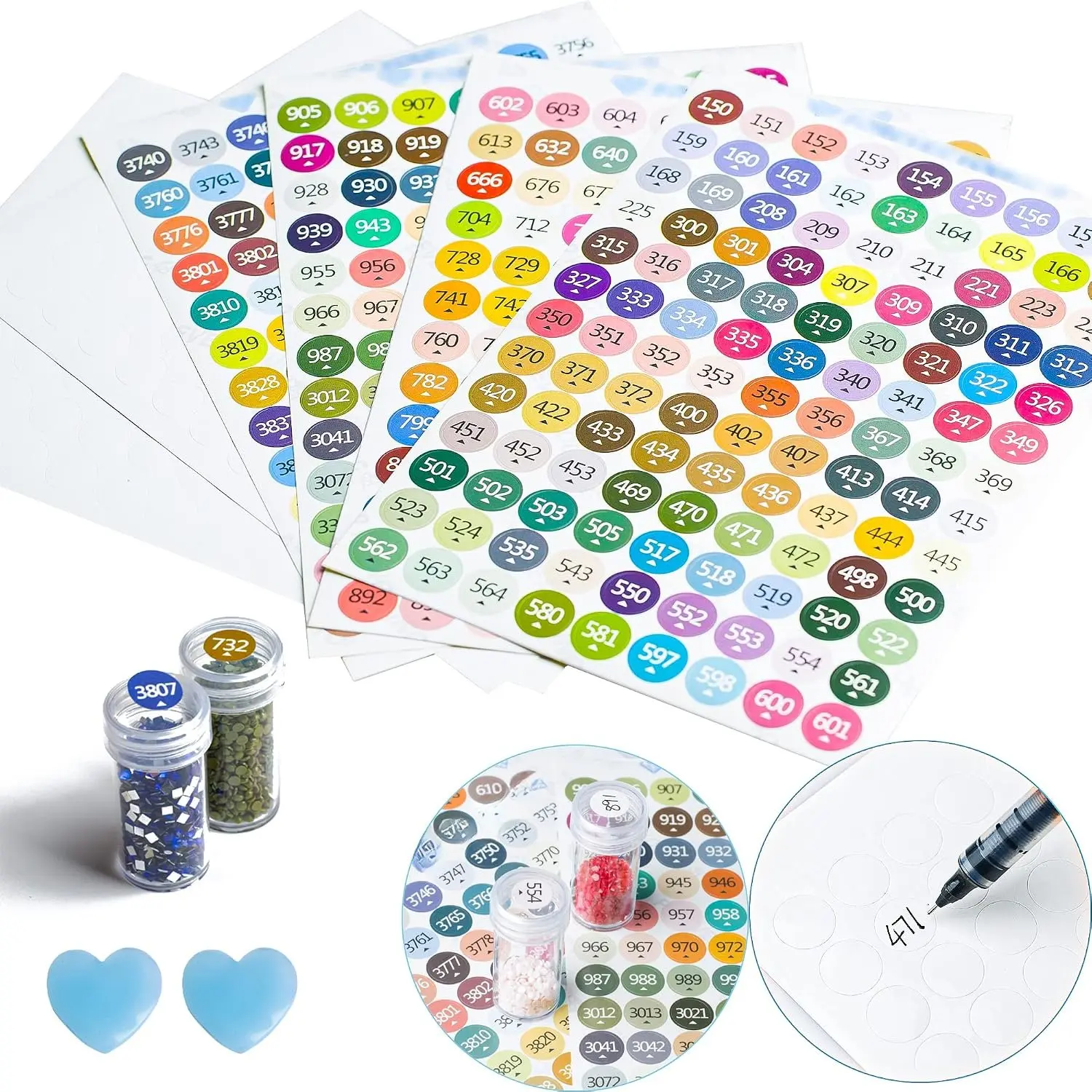 447 Color  Painting Labels, 1 Set Round Stickers |  painting accessories with 447 color label stickers for jars, Ideal for  art storage, organization and sorting.