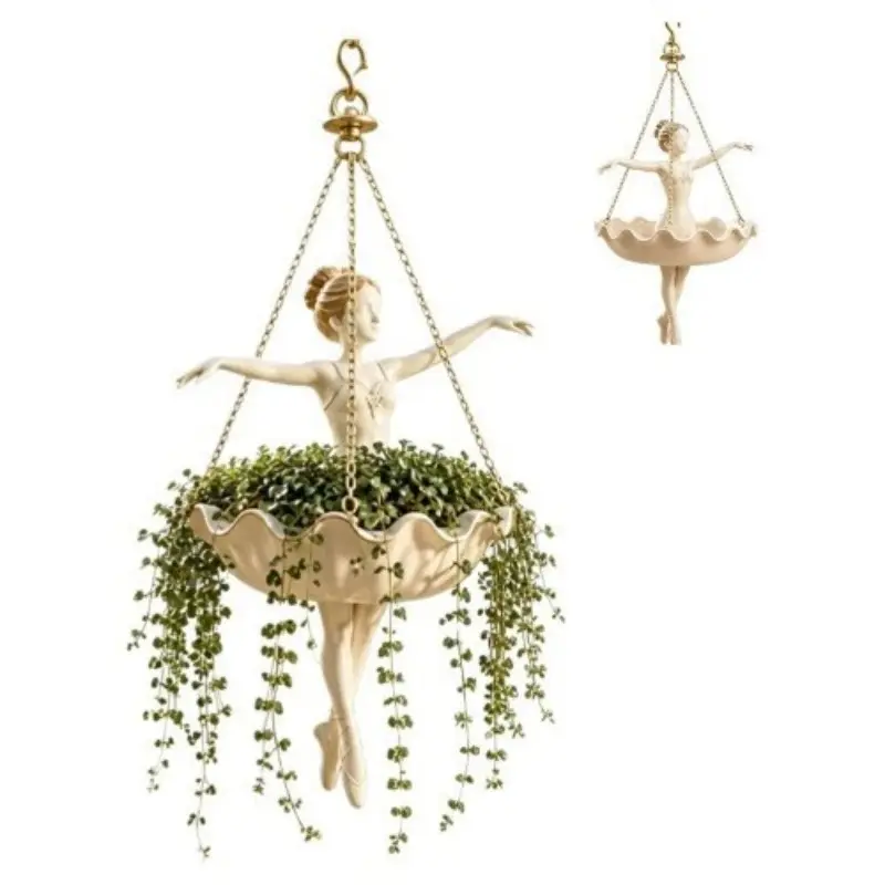 Ballet Dancer Hanging Planter, New Design Floral Pot for Girls, Decorative Flowerpot, Stylish Wall Mounted Plant Holder