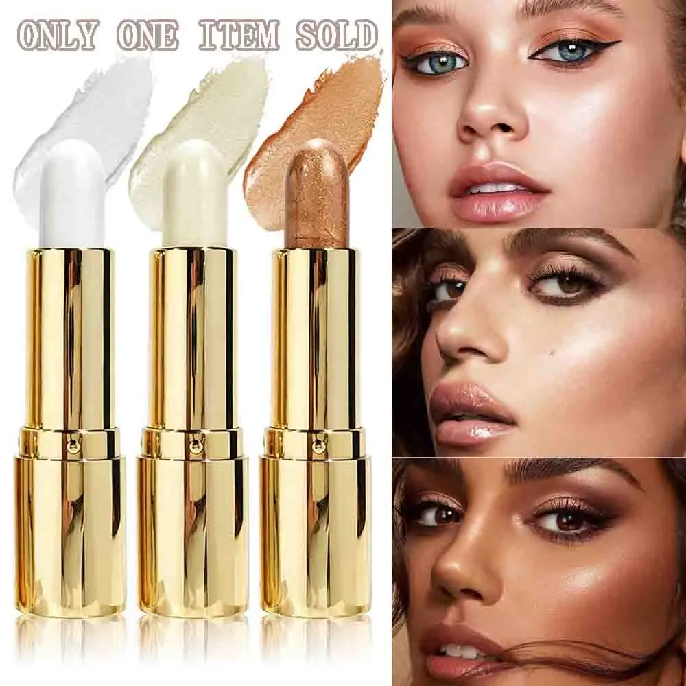 JUJU DREAM Cream Stick Highlighter Makeup Pen, 3 Shades, Flawless, Smooth Shimmer Formula No Chalky Texture, Waterproof Sweat Resistant Long Lasting Luminous Finish, Create Radiance Or Bold Strobing Glow, Portable Design For Quick Touch Ups