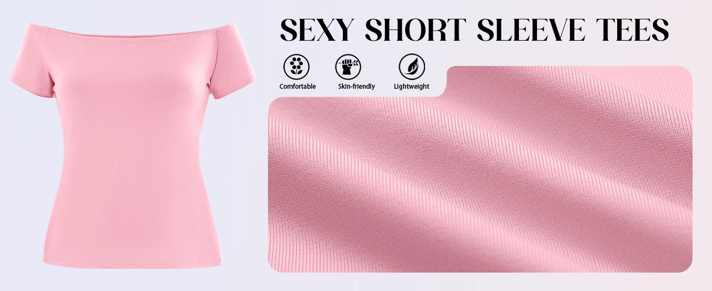 Womens Off The Shoulder Tops Summer Short Sleeve Slim Fit T Shirts Sexy Y2k Going Out Crop Tops Womens Off The Shoulder Tops Summer Short Sleeve Slim Fit T Shirts Sexy Y2k Going Out Crop Tops
