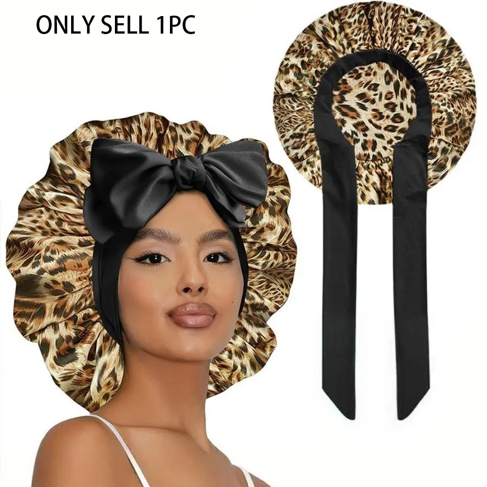 Satin Bonnet for Sleeping, 1 Count Double Layer Satin Lined Hair Bonnet with Elastic Tie Band, Heatless Styling Tools for Women