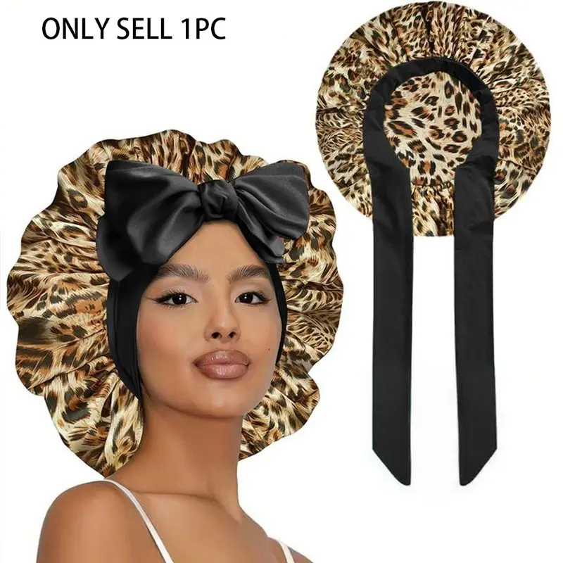 Satin Bonnet for Sleeping, 1 Count Double Layer Satin Lined Hair Bonnet with Elastic Tie Band, Heatless Styling Tools, Overnight Styling Tool for Women