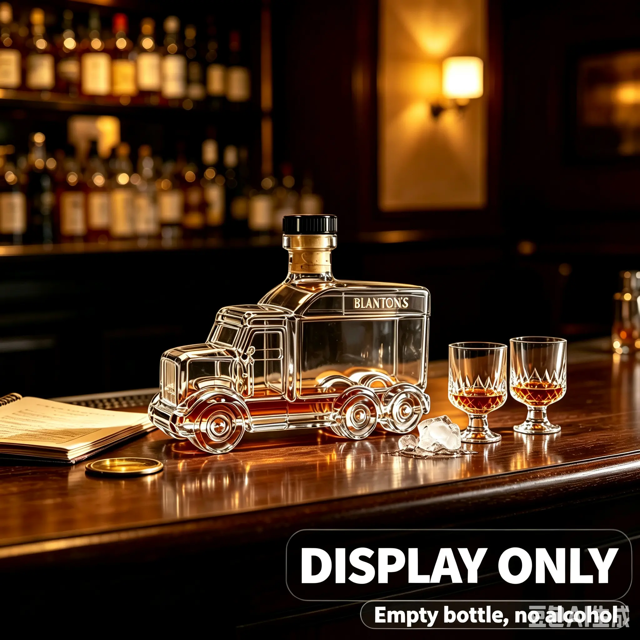 Truck-Shaped Clear Glass Whiskey Decanter - Airtight Reusable Empty Liquor Bottle for Home Bar Decor, Unique Gift for Men (Whiskey Smoker Kit Compatible)
