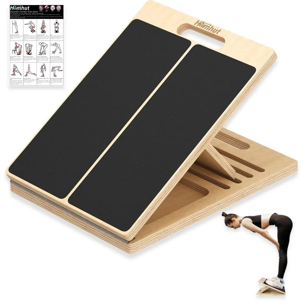 Universal Wooden Stretch Slant Board, Portable Home Gym Gear Targeting Ankle Heel Calf and Knee Muscle Groups(1PCS)