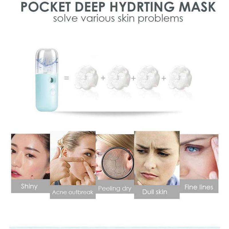 Nano Facial Steamer, Handy Mini Mister, USB Rechargeable Mist Sprayer, 30ml Visual Water Tank Moisturizing & Hydrating for Face, Daily Makeup, Skin Care, Eyelash Extensions-Blue.ms