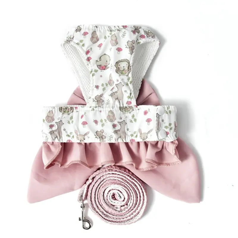 Three-Color Bow Pet Dog Vest Puppy Harness Set - with 47inch Leash - Adjustable Chest Strap for Cats and Dogs - Blue/Pink/Green - All-Season Use - Suitable for Small/Medium/Large Breeds