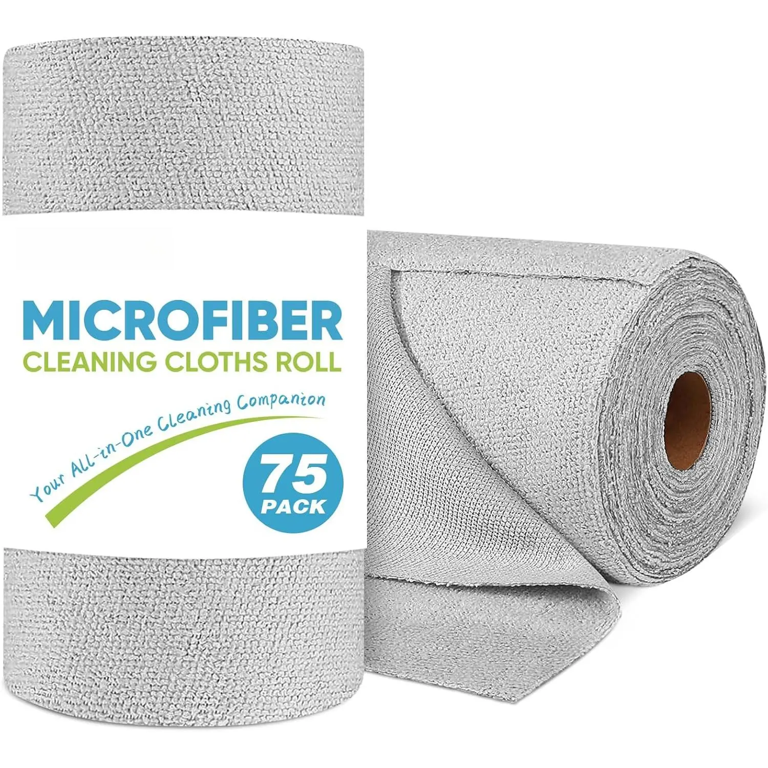 Microfiber Cleaning Cloth Roll-75PK, Reusable Paper Towels 11.5*11.5" |   Tear Away Cloth, Microfiber Towels for Cars, Cleaning Rags, Lint Free Wash Cloths for House, Kitchen,Cleaning Supplies, Grey