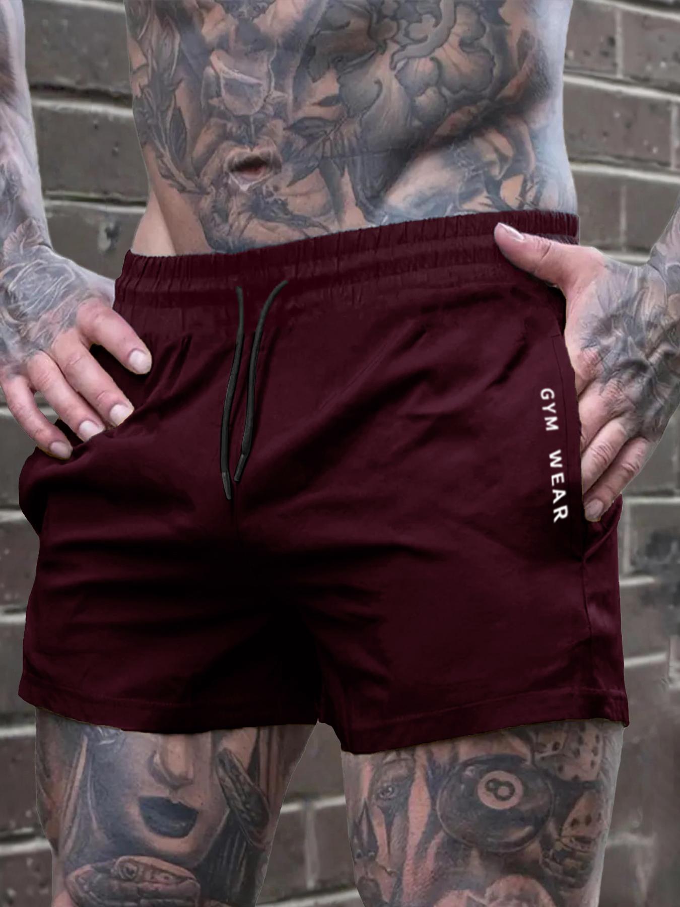 Men's Letter Print Leisure Shorts, Casual Comfy Breathable Athletic Shorts for Summer, Shorts for Men, Men's Bottoms for Daily Wear, Men Shorts, Jogging Shorts, Breathable Fitness Shorts, Summer Sports Shorts