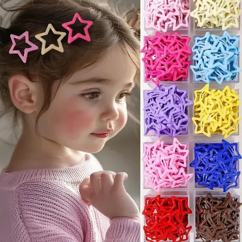 30pcs/50pcs/100pcs Colorful Star Hair Clips, Shiny Pentagram Barrettes, Cute Bang Clips for Girls, Everyday Hair Accessories, Hair Decor