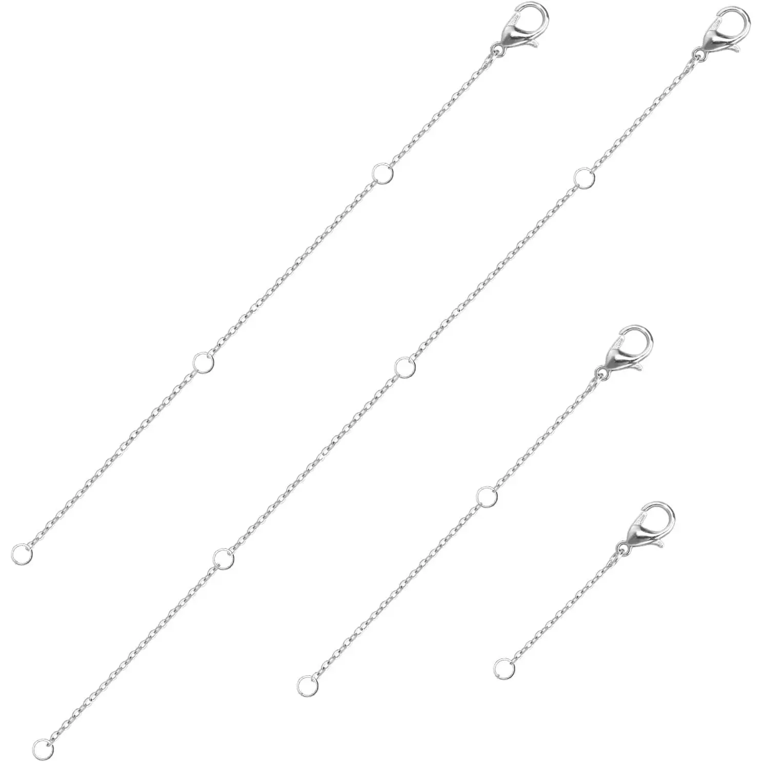 4 Pack Necklace Extender Chain, 4 Size  Necklace Extenders, 2/4/6/8 In Chain Extenders for Necklaces,  Necklace Clasp Extenders for Necklace Bracelet  Crafts Making Supplies