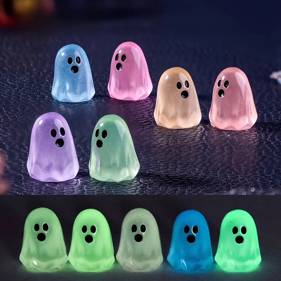 20/40 Pack Glow-In-Dark Mini Ghosts, Cute Resin Halloween Decorations, Battery-Free DIY Hanging Ornaments, Micro Landscape Horror Scene Props