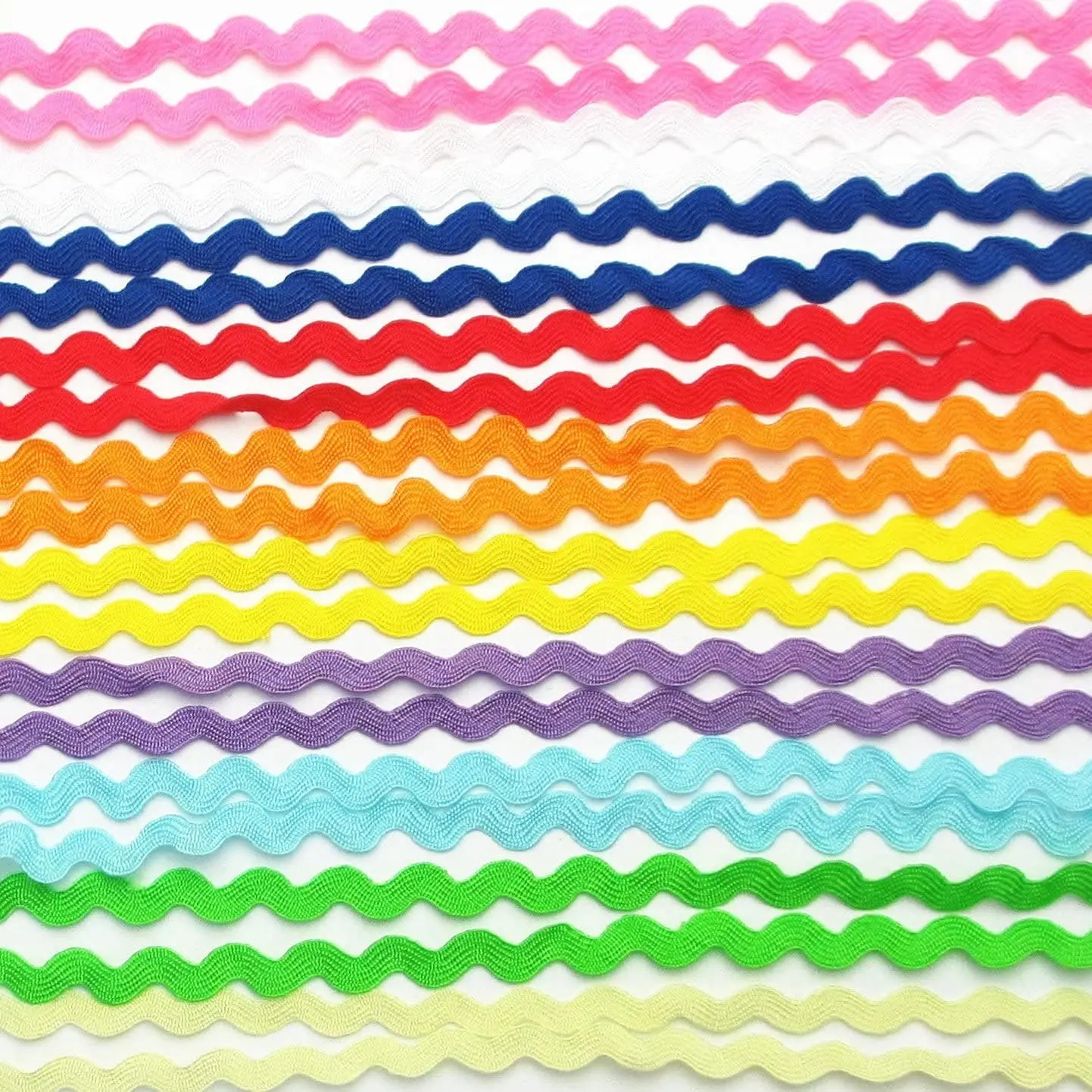 50yards Multi-Colors 5mm Wave Bending Fringe Lace Trim Ribbon for Clothes Dress Sewing Flower Making Home Party Wedding Decoration Craft Supply