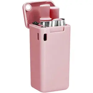 Foldable Straw with Storage Box, Reusable Folding Stainless Steel Straw, Portable Collapsible Set with Silicone Tip and Cleaner Brush for Travel Home Work (pink)