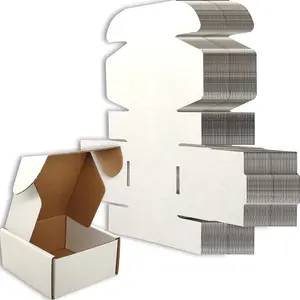 4x4x2 inches Small Shipping Boxes Set of 100 - White Mailer Corrugated Cardboard Boxes for Shipping Packaging Mailing Products