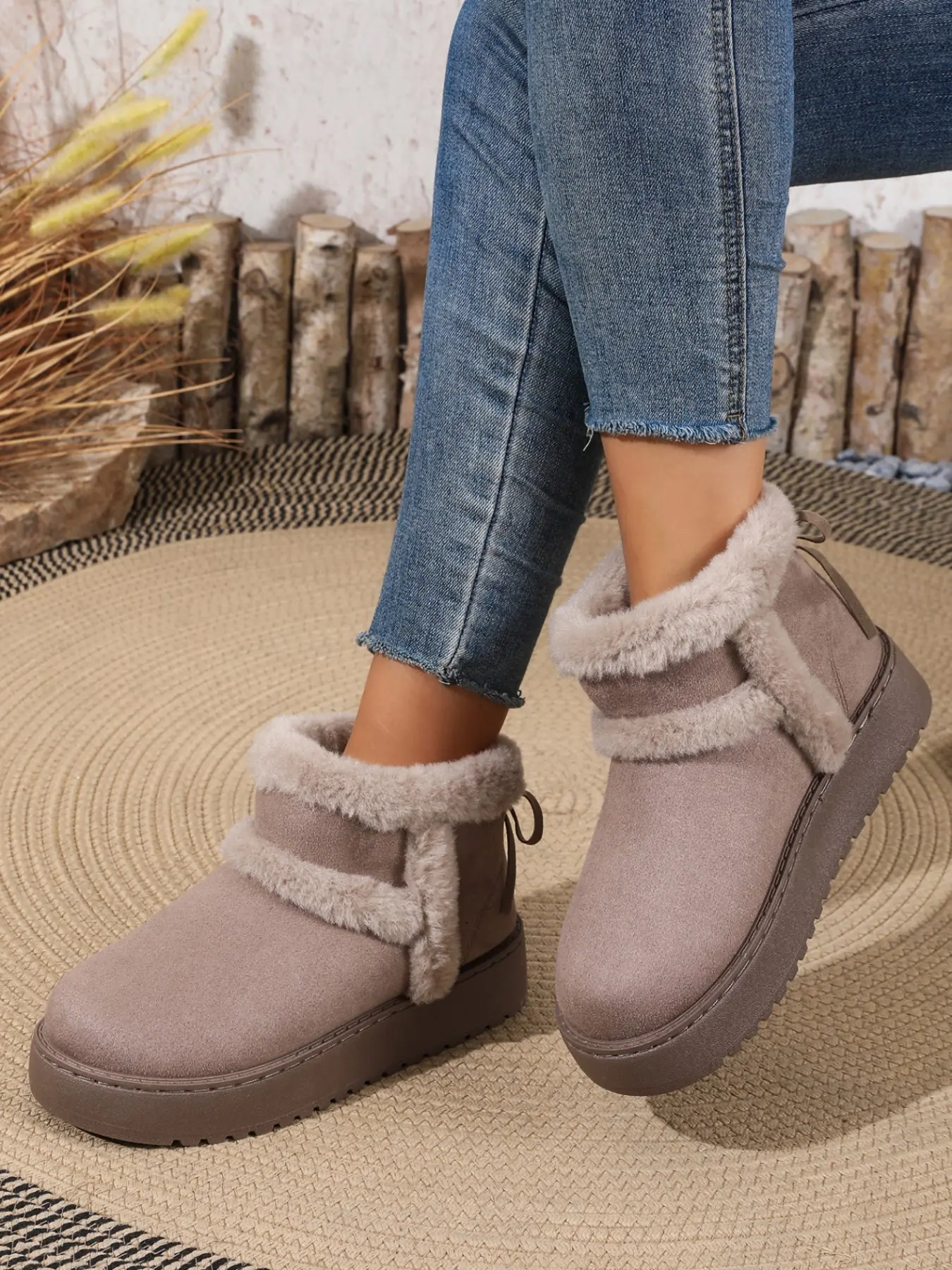 Thick Plush Lining Winter Boots, Stay Warm in Cold Weather, Full Coverage Cotton Shoes, Essential Footwear for Freezing Temperatures