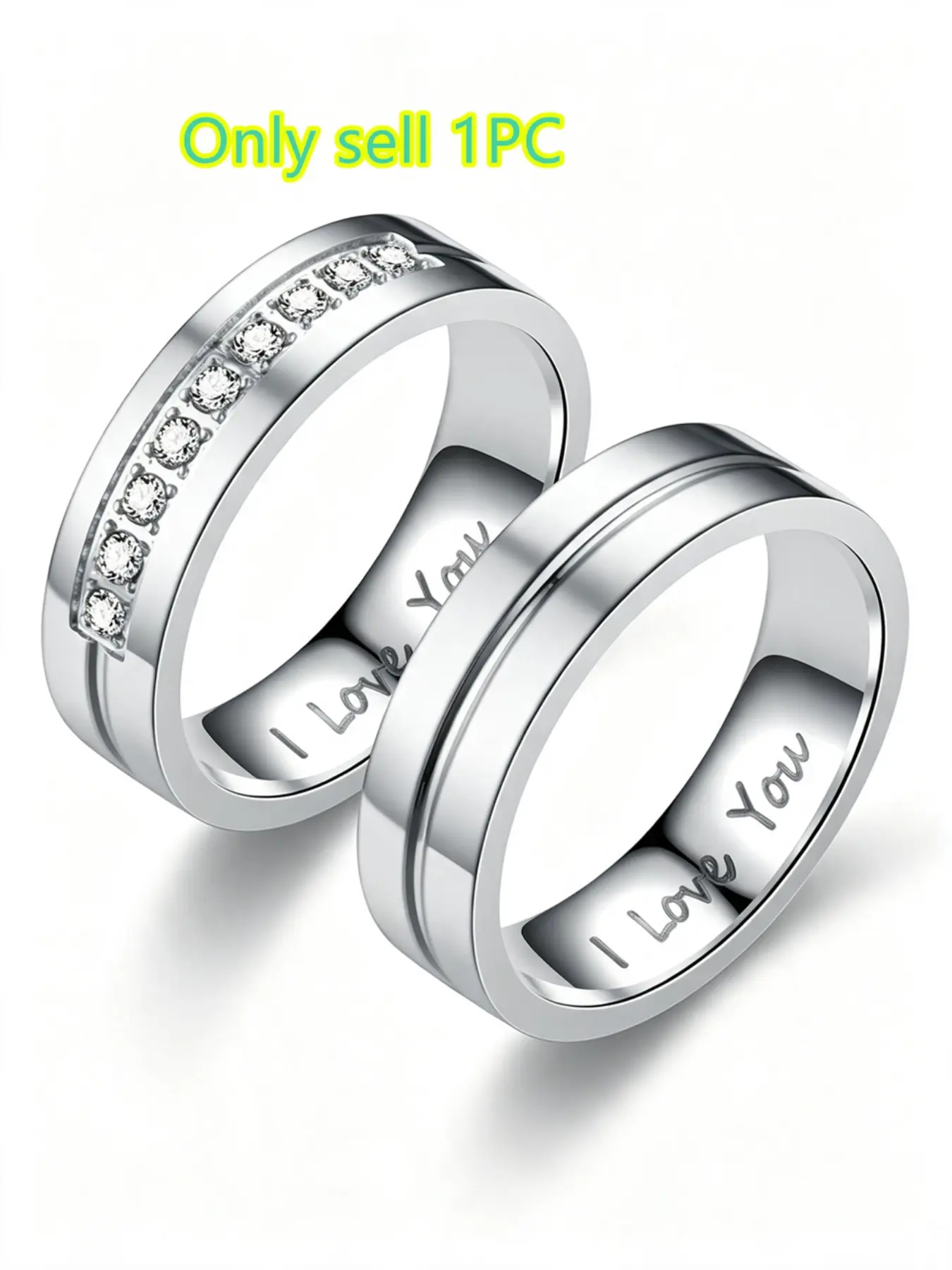 Stainless Steel Couple Engagement Rings for Women Men Crystal I LOVE YOU Ring  Wedding Jewelry Accessories Gifts Beautiful Rings