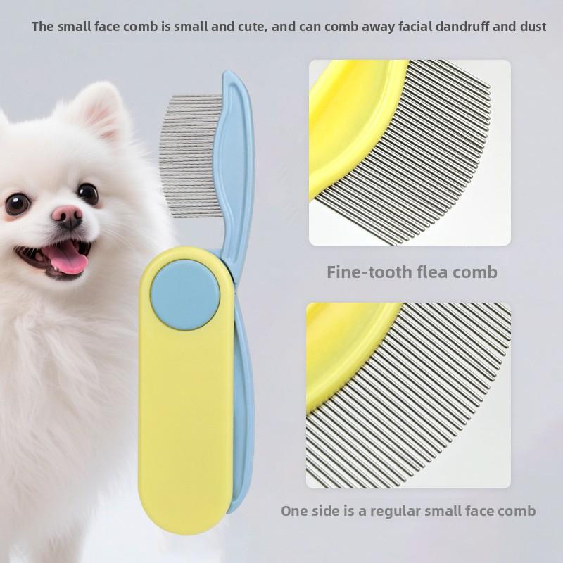 Pet Dog and Cat Flea Removal Folding Comb, Lice Removal Cleaning and Grooming Comb, Dense-Tooth Straight-Row Flea Comb head Portable Hair Roller shedding blade cow scratching brush bag